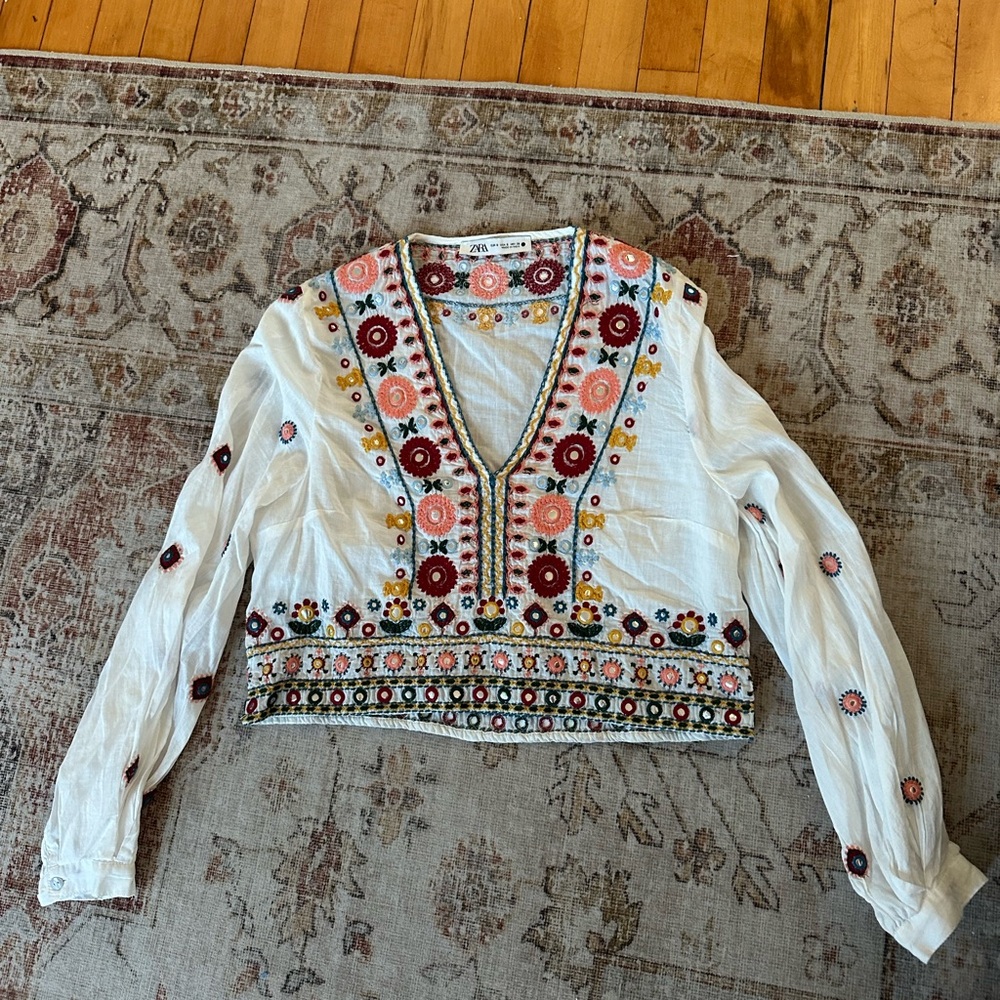 zara cropped blouse